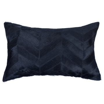 Torino Chevron Pillow, Black, 12"x20"