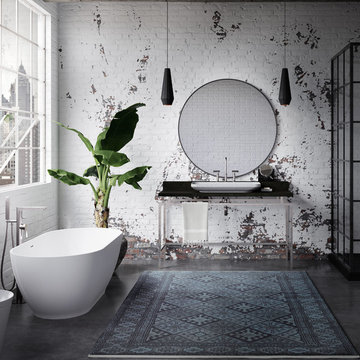 Barnet Oval Freestanding Bathtub, White Acrylic, 61"
