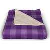 Fleur De Lis Purple Buffalo Check 50x60 Sherpa Fleece Blanket