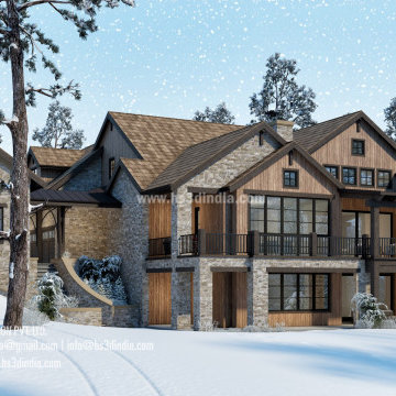 California Winter homes Architecture 3D Renders, USA