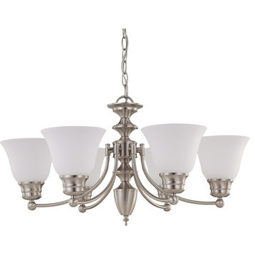 Empire 6 Light - 26" Chandelier With Frosted White Glass
