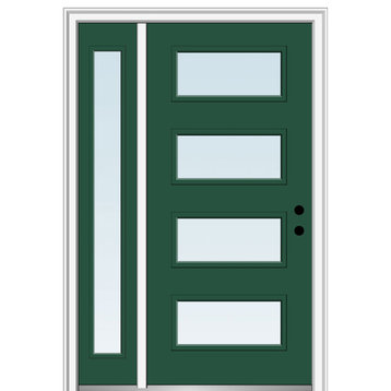 53"x81.75" 4-Lite Clear Left-Hand Inswing Fiberglass Door With Sidelite