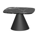 Oscar Small Square Side Table, Black Marble, Black Base
