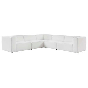 Mingle Vegan Leather 5-Piece Sectional Sofa, White