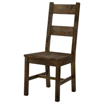 Transitional Style Solid Wood Side Chair With Block Legs Pack Of Two Brown