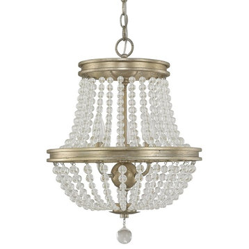 Austin Allen & Co Handley 3-Light Crystal Beaded Chandelier, Iron and Gold