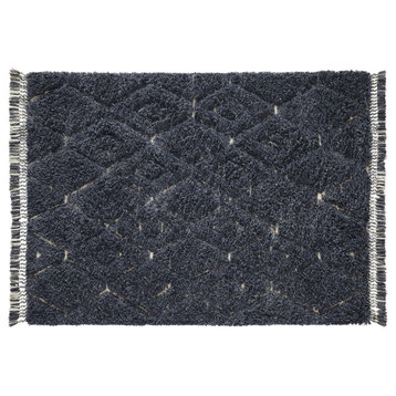 Munroe Blue Wool Cotton Rug, 9 X 12 Ft
