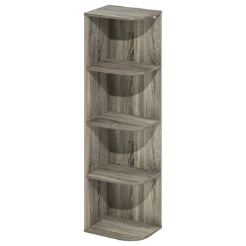 Furinno Pasir 4-Tier Corner Open Shelf Bookcase French Oak