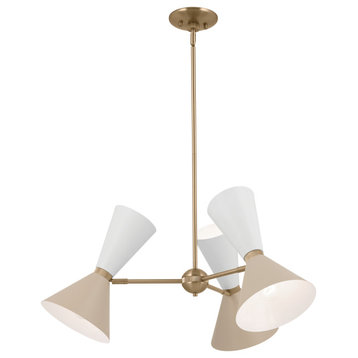 Phix 6 Light Chandelier 1 Tier Small, Champagne Bronze and Greige