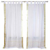 White Silver Tab Top Sheer Sari Cafe Curtain / Drape / Panel-43W x 36L-Pair