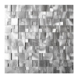 Eden Mosaic Tile 3D Raised Cobblestone Pattern Aluminum Mosaic Tile EMT_AL10-SIL - Mosaic Tile