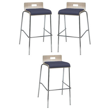 Home Square 30" Low Vinyl Seat Bar Stool in Natural and Grape - Set of 3
