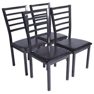 Better Home Products Milan Set of 4 Stackable Metal Dining Chairs, Black