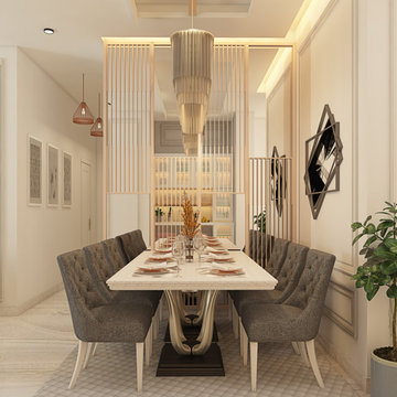 Classic European Design | Dining Room | 3BHK | Bonito Designs