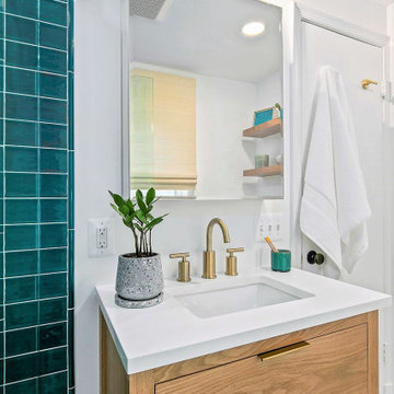 Gorgeous Bathroom Vanity and Floating Shelves