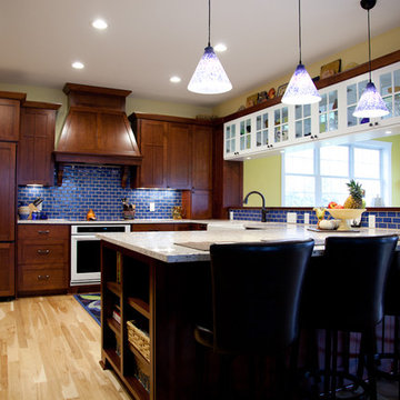 Bold Blue Subway Tile Kitchen