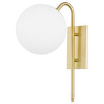 Mitzi by Hudson Valley Lighting - Ingrid 1-Light Wall Sconce, Aged Brass Finish, Opal Glass - Features: