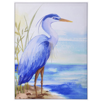 Bird of The Sea Hand Embellished Coastal Framed Canvas
