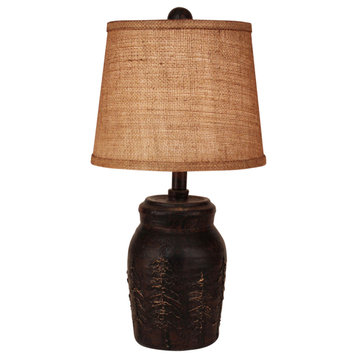Burnt sienna and Gold Mini Pine Tree Table Lamp