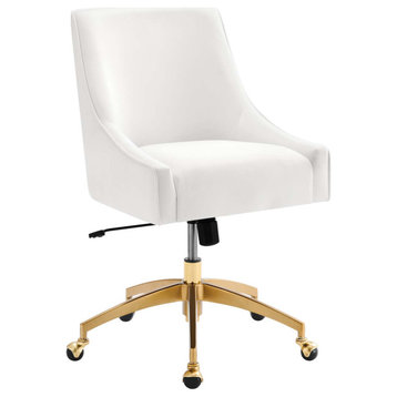 Discern Performance Velvet Office Chair, White