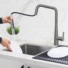 Modern Single Handle  Pull Down Sprayer Kitchen Faucet in Gunmetal