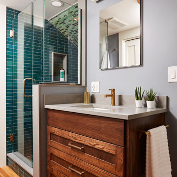 Bold in Blue Bungalow Owners Bathroom