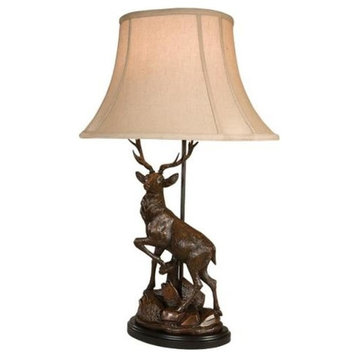 Sculpture Table Lamp English Deer Left Facing  Detailed Hand Painted