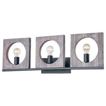 Rustic Wood In Gray Color 3-Light Wall Light, No Bulbs 44 3/8"X 10 3/8"