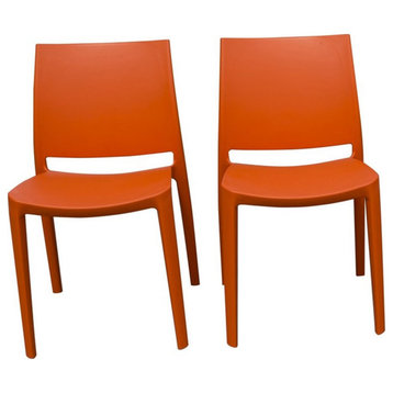Strata Furniture Sensilla Weatherproof Polypropylene Chair in Orange (Set of 2)