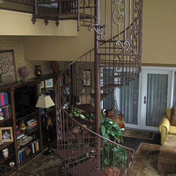s015 Spiral Staircase with custom landing from catwalk to living room  in Bluefi