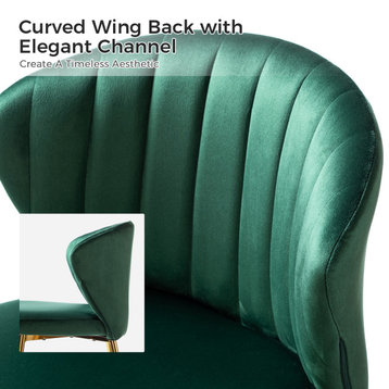 Luna Contemporary Side Chair With Tufted Back, Green