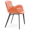 Limari Home Tayla 18.5" Modern Faux Leather & Metal Dining Chair in Orange/Brown