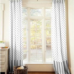 Gray and White Dots and Stripes Drapes - Window Treatments