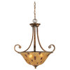 Curl Pendant With 3 Bulbs, 16" Penshell Shade Glass