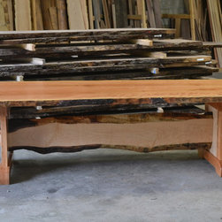 Live Edge Dining Table with Live Edge Trestle Base - Products