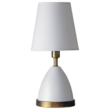 House of Troy GEO206 Geo 1 Light 12"H Vase Table Lamp - White / Weathered Brass