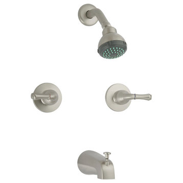 Banner Faucet 2 Lever Handle Washerless Tub & Shower Faucet, Brushed Nickel