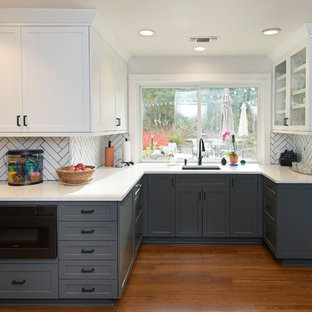 75 Beautiful Bamboo Floor Kitchen With White Cabinets Pictures