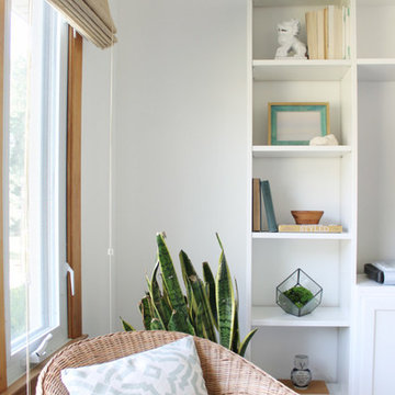 Modern Rustic Cottage Living Room Gets Updated With Woven Wood Shades