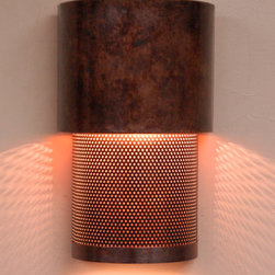 mottled copper and mesh wall sconce - Wall Sconces