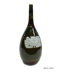 Oriental Modern Chinese Fusion Porcelain Decor Vase s741 - Vases
