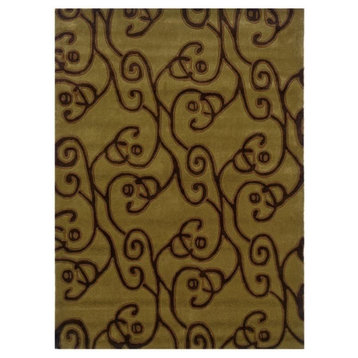 Linon Trio Milard Hand Tufted Polyester 5'x7' Rug in Green