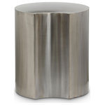 Meridian Furniture - Dimple Iron End Table, Silver, 1-Piece: 16"Wx16"Dx18"H - Beautify your room with this Dimple silver end table. Crafted from brushed chrome iron metal, its modular shape allows you to connect as many as needed, offering versatility and style. With a contemporary nesting design, it adapts effortlessly to various spaces, whether used individually or in clusters. Perfect for adding both functionality and a modern aesthetic to your living area, this table promises to be a chic addition that enhances organization and visual appeal in any setting.