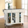 Solid Granite Top Kitchen Cart/Island, White Finish