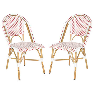 Safavieh Salcha Indoor-Outdoor Stackable Side Chairs, Set of 2, Red/White