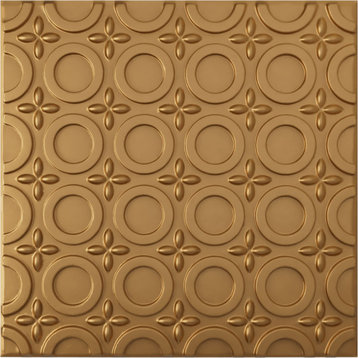 Abstract EnduraWall Decorative 3D Wall Panel, 19.625"Wx19.625"H, Gold