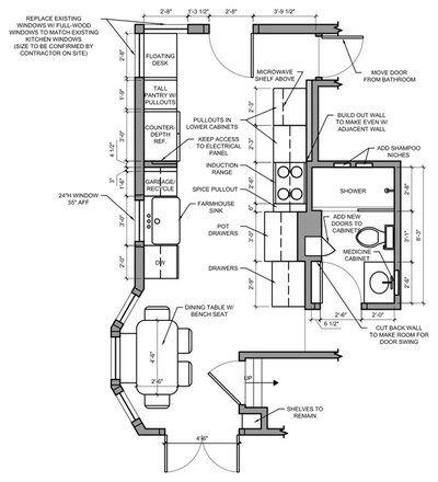Floor Plan Retro Details and a Roomier Layout in a 1950s Kitchen Remodel
