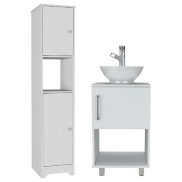 Home Square 2-Piece Set with 67" Linen Cabinet and Single Bathroom Vanity