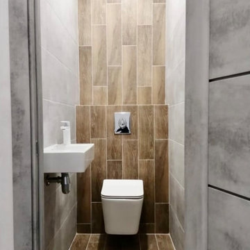 Wood and Stone Separate Bathroom Remodeling
