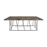 Helix Rectangular Coffee Table, Brown Marble/Black Steel